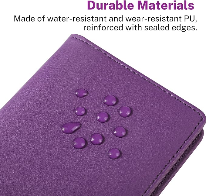 MaxGear Business Card Organizer Book, Holds 240 Cards, Portable PU Leather Business Card Holder with Clear Sleeves, Professional Card Binder for Office, Meetings, Networking, Purple