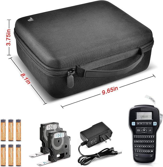 PAIYULE Case Compatible with DYMO Label Maker LabelManager 160/280 Portable Label Maker, Tag Printer Storage Organizer for AC Adapter, Tape Cartirdges and More Accessories(Box Only) Black