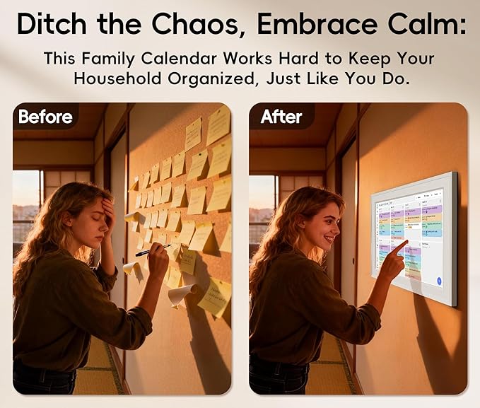 Digital Calendar, 10.1-inch Smart Wall Planner Electronic Calendar & Chore Chart, Smart Touchscreen Interactive Display for Family Schedules, Organize Your Daily & Family Routines, Desk & Wall Mount