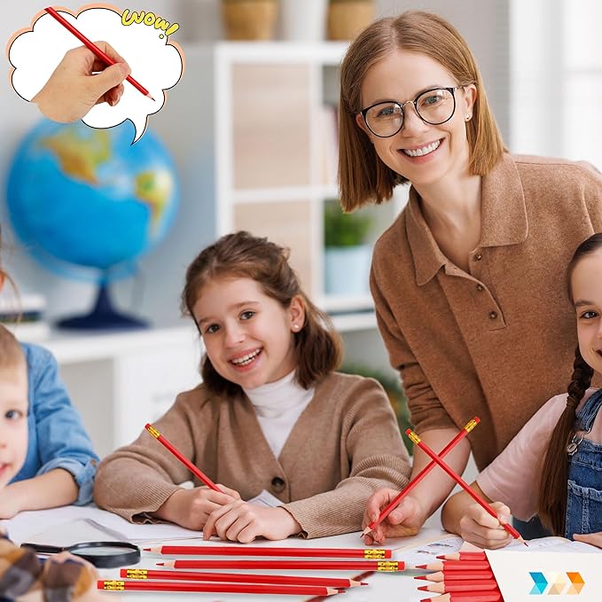 96 Pcs Red Pencils with Eraser Pre Sharpened Hexagon Pencils Erasable Red Checking Pen #2 HB Correcting Pen for School Office Supplies Grade map Check Test Drawing Coloring Editing