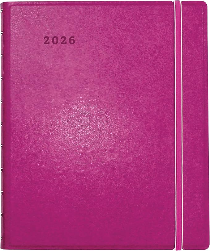 Filofax® 2026 Monthly Planner, 17 Months, August 2025 to December 2026, Twin-Wire Binding, Bilingual, 10.875" x 8.5", Fuchsia (C1811003-26)