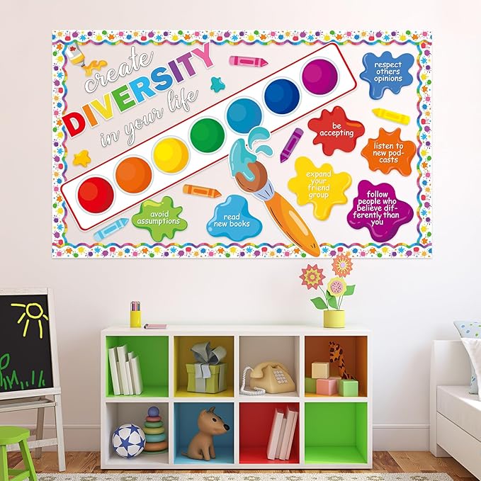 Art Paint Splatter Bulletin Board Set Colorful Back to School Classroom Decorations Motivational Bulletin Board Art Inspiration Cutouts for School Office Classroom Chalkboard Wall Decor