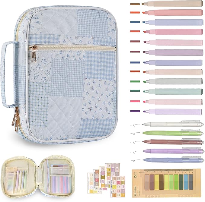 Bible Cover Case for Woman Quilted Bible Case,Bible Cover for Women Large Bags with Durable Handle Carrying Case for Women Bible Study Supplies Accessories