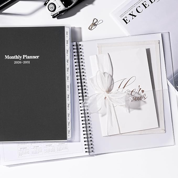 2026-2031 Monthly Planner/Calendar - Jul 2026 - Jun 2031, 5 Year Monthly Planner with Tabs & Celebrity Quotes, 9" x 11", Famous Quotes, Two-Side Pocket, Suitable for Long-Term Planning, Black