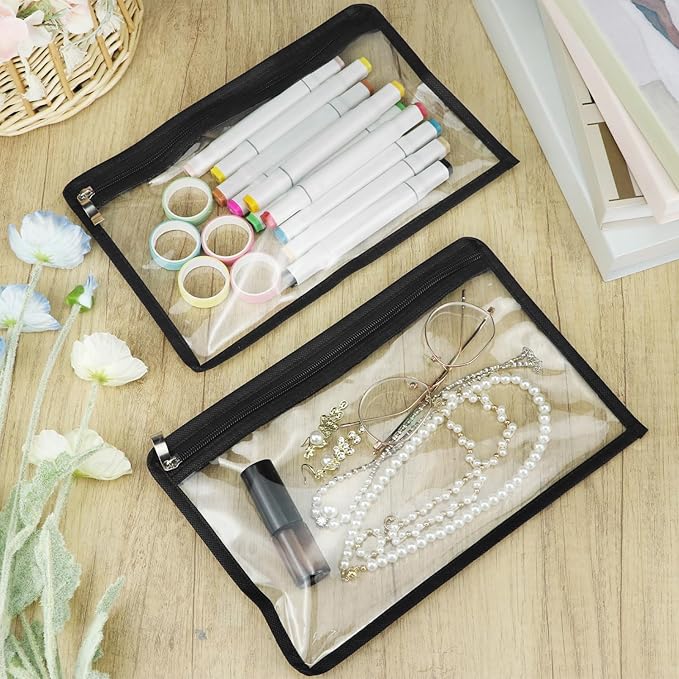 QWORK Clear Zipper Pouches, 18 Pack 11.5 x 7 Inches PVC Waterproof Pouch Bags, Pencil Pouches, Makeup Pouch, Clear Storage Bags, Document File Organization Bags