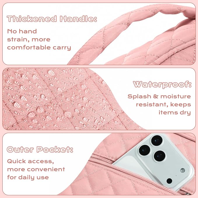 XKDOUS Quilted Bible Cover Case with Bible Study Accessories Kit, Waterproof Large Capacity Bible Bag for Women Men, Portable for Church Study, Multiple Morandi Color Options (Pink)