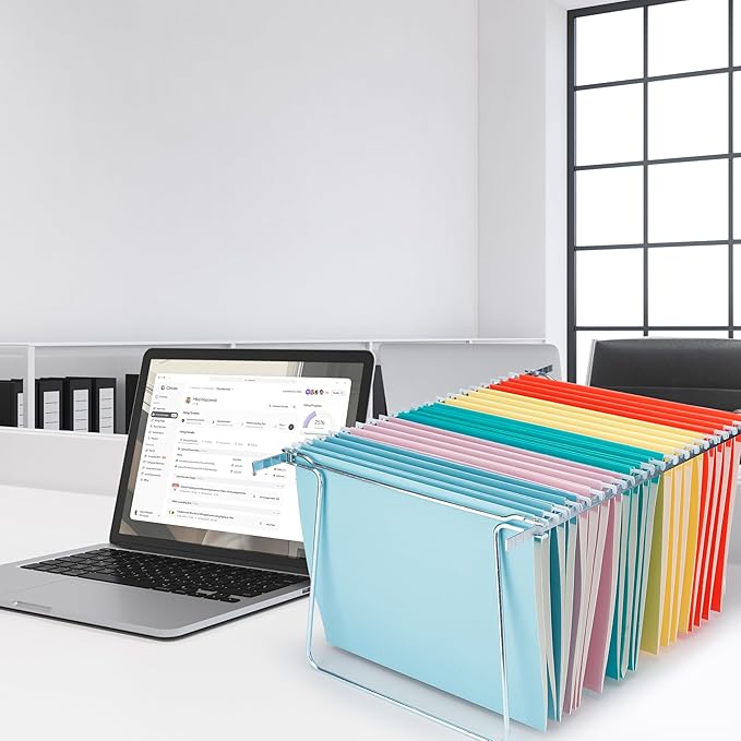 25 Packs Hanging File Folders,Light Blue Hanging File Folders Letter Size,Hanging Folders with 1/5-cut Tabs,Hanging Folders for Filing Cabinets, File Organizer Folder for Office,School,Home