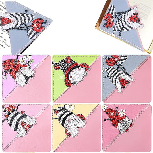 6 Pcs Diamond Painting Bookmark, DIY Corner Book Makers for Adults Book Lovers, Diamond Dot Art Beginners, Small Diamond Art Kits, Paint by Art Crafts Gift for Women Girls (Dwarf)