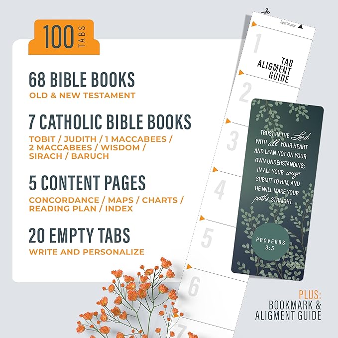 Book Bible Tabs – 100 Soft-Touch, Laminated Bible Tabs for Holy Bible – Durable Tabs for Bible – Protestant & Catholic Bible Tabs Large Print – Green & Blue Bible Tabs for Women & Men