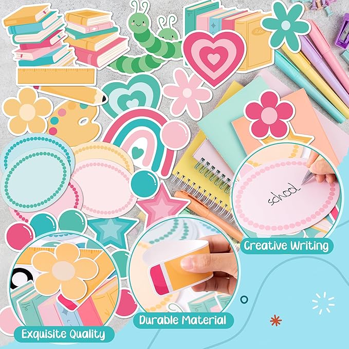 133Pcs Back to School Reading Bulletin Board Classroom Decoration, in Our Reading Era Cutouts Border Trims Bookworm Name Tags Back to School Party Supplies Classroom Chalkboard Wall Door Decor