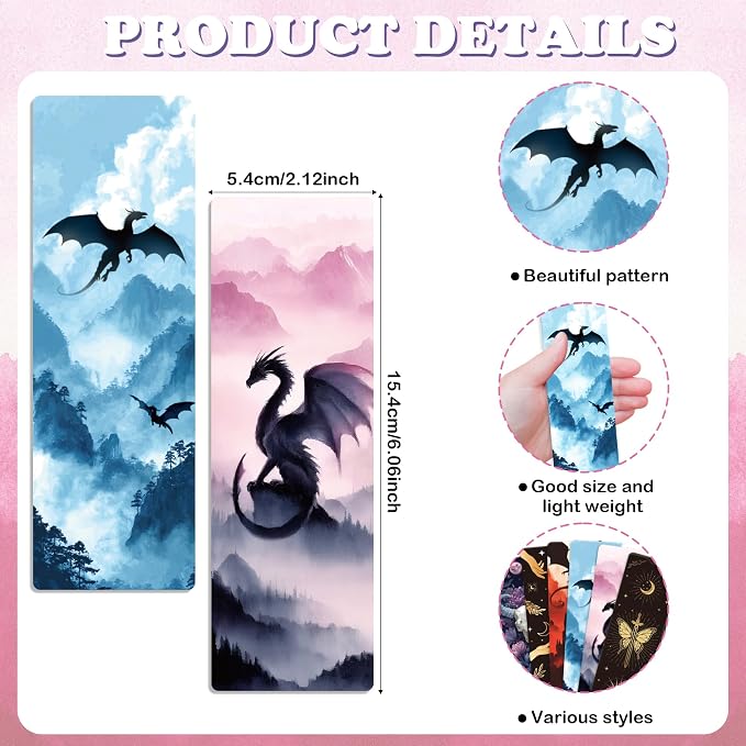 Dragon Fantasy Bookmarks Gifts, 100PCS Gothic Mystical Bulk Paper Reading Bookmarks Set, Cardstock with Matte Lamination, Cool Book Mark Gifts for Readers and Fantasy Lovers