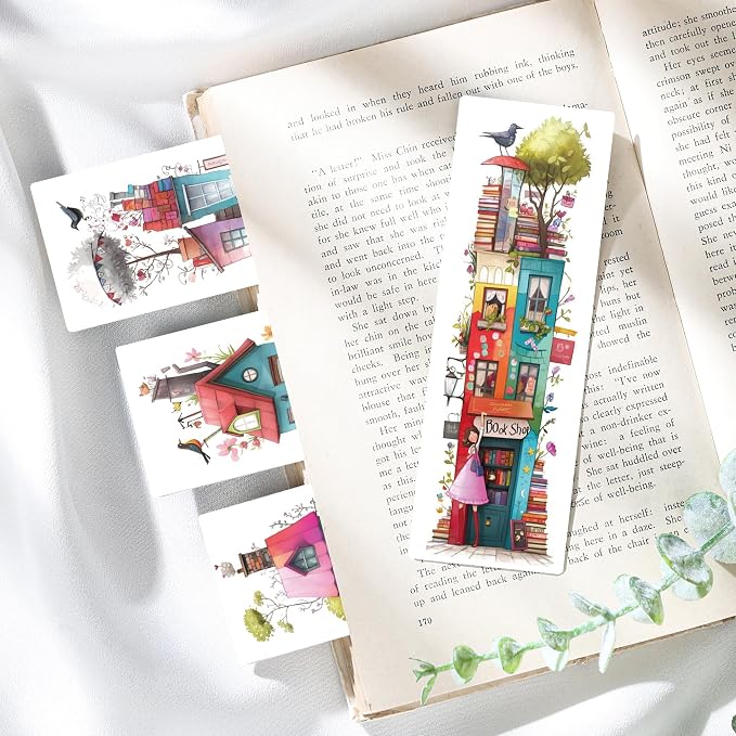 Funny Bookmark Bulk Gifts - 50 Pcs Fantasy Art Book Shop Paper Bookmarks for Women Kids Books Lovers Cute Anime Page Markers Reading Accessories Bookish Gift for Birthday Christmas New Year