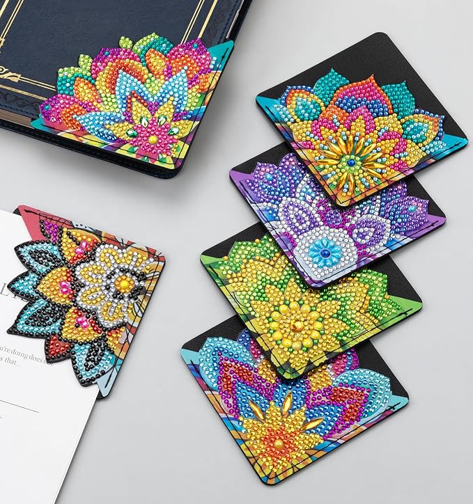 8 PCS Diamond Art Bookmarks, Diamond Painting Bookmarks for Book Lovers 5D DIY Corner Bookmark Adults Crafts Diamond Art Kits for Adults Kids Home Office Beginner Gift