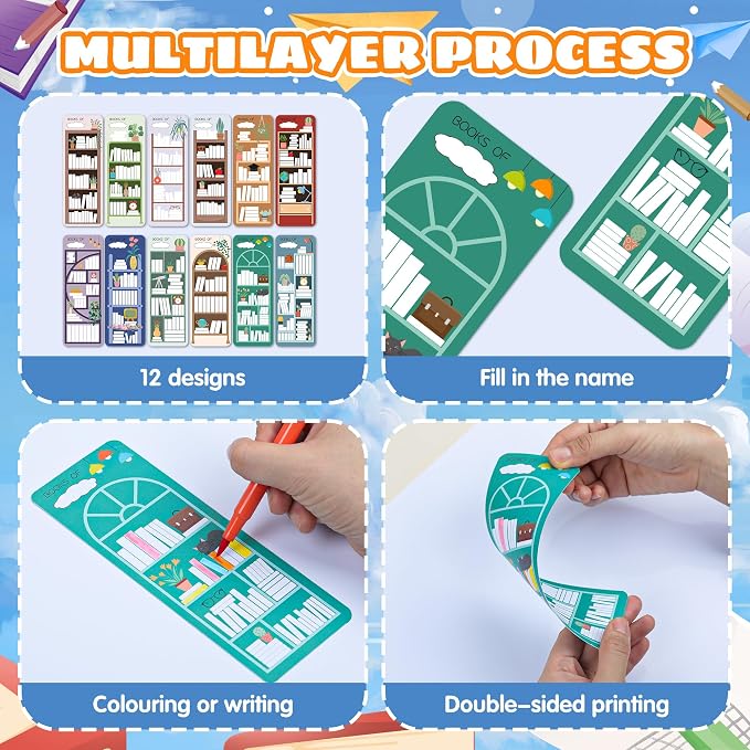 120Pcs Book Tracker Bookmarks Double-Sided Reading Page Markers Book Markers for Reading, Reading List Bookmark for Teacher Students Bookish Friends All Age