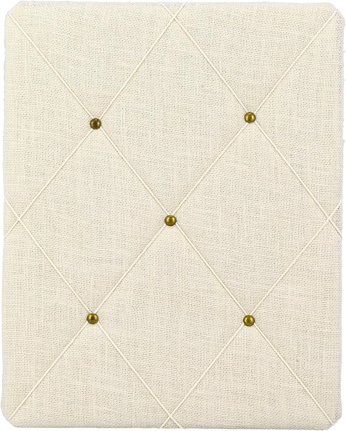White Burlap Covered with Criss-Cross Twine Bulletin Picture & Memo Board, 11.75 x 15.75