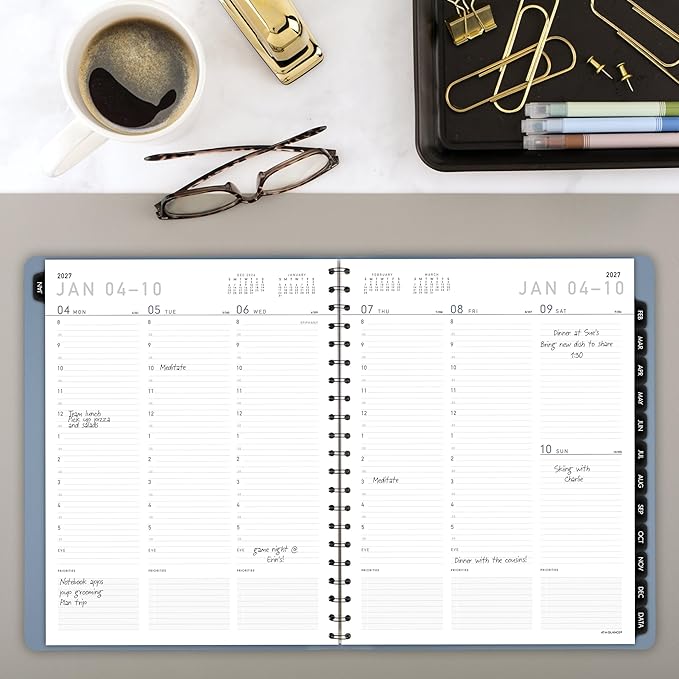 AT-A-GLANCE 2027 Planner, Weekly & Monthly, 8.25" x 11", Contemporary Lite, Slate Blue (70940X2027)