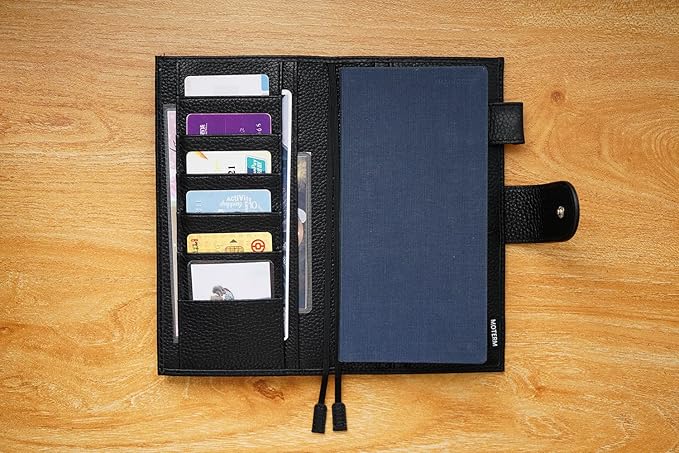 Moterm Leather Cover for Hobonichi Weeks - Fits Hobonichi Weeks/Weeks Mega, with Back Pocket (Pebbled-Black)