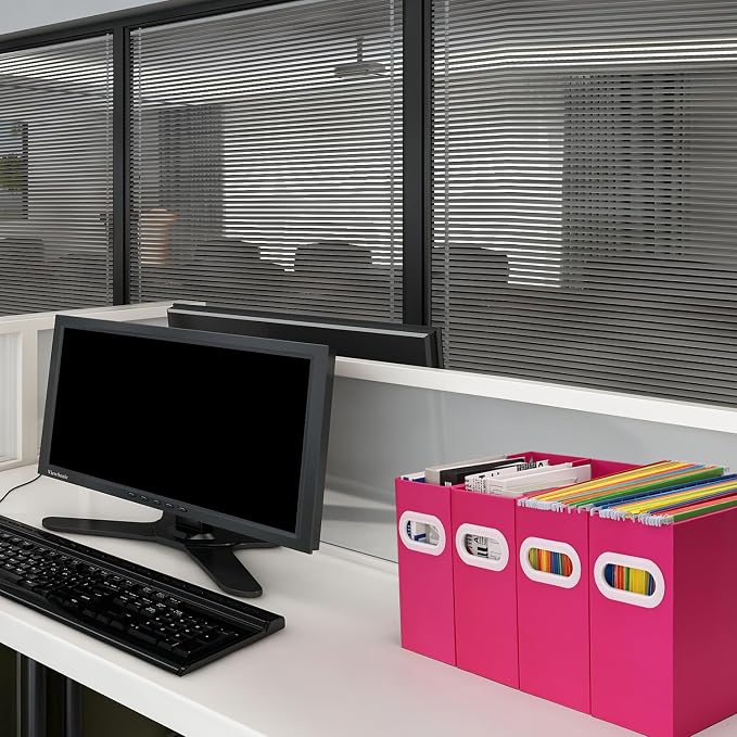 Hanging File Organizer, Cardboard File Folder Organizer for Letter Size, Desk Documents Storage Box, Portable File Folder Holder Boxes for Office, Home, School, Only Box.(2 Packs)