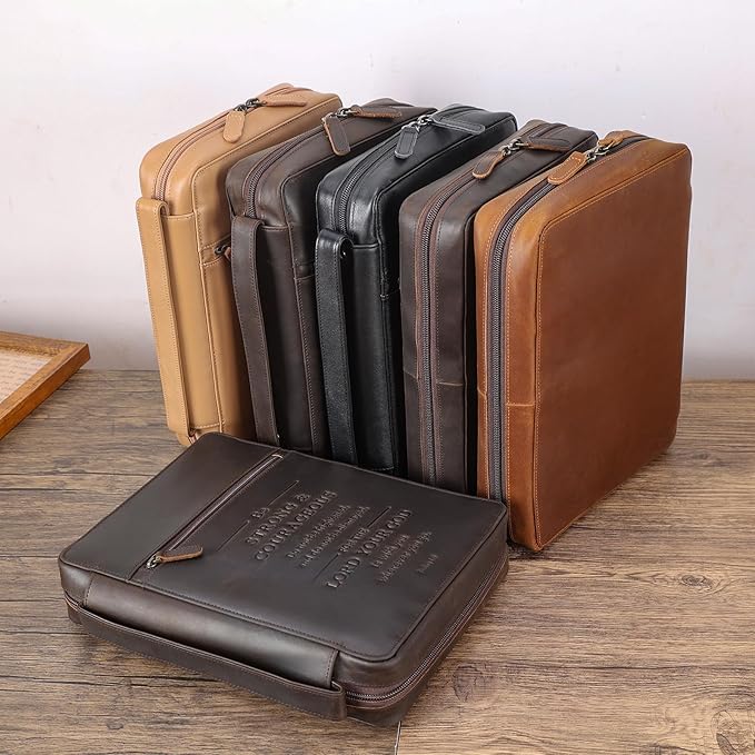 Polare Full Grain Leather Bible Cover Church Bag Bible Protective Book Holder Carrying Case Folder Organizer Portfolio