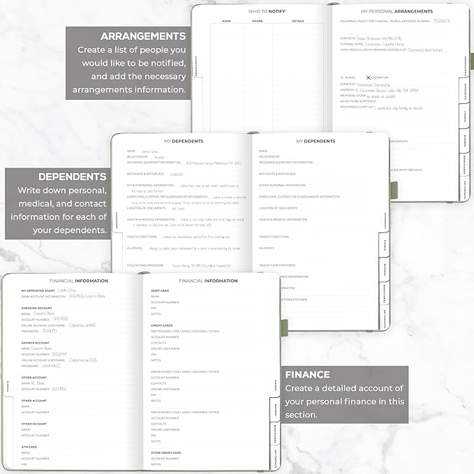 Clever Fox Large End of Life Planner – Guided Final Arrangements Organizer Notebook for Instructions, Beneficiary Info, Will Preparation, Last Wishes & Funeral Planning – 8.5" x 11" (Cypress)