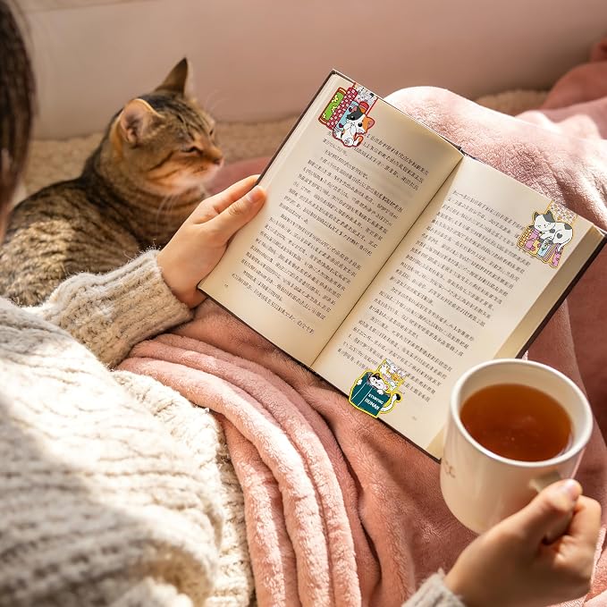 Cute Cat Magnetic Bookmarks - 24 Pcs Funny Bookish Magnet Book Marks Bulk Cartoon Animal Page Markers Clips Reading Women Bookish Lovers Student Teacher School Accessories Birthday Gifts