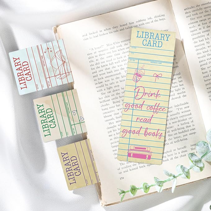 Vintage Bookmark Bulk Gifts - 100 Pcs Brown Library Card Paper Bookmarks for Women Girls Students Book Lovers Retro Quote Page Clips School Reading Accessories Bookish Birthday Graduation Gift
