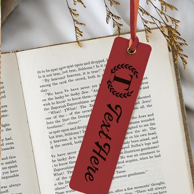 EDSG Personalized Bookmark, Engraved Leather Bookmarks, Custom Bookmarks Book Marks Gifts for Reading Women Men Teachers Christmas Birthday, Teachers Appreciation Gifts (Red)