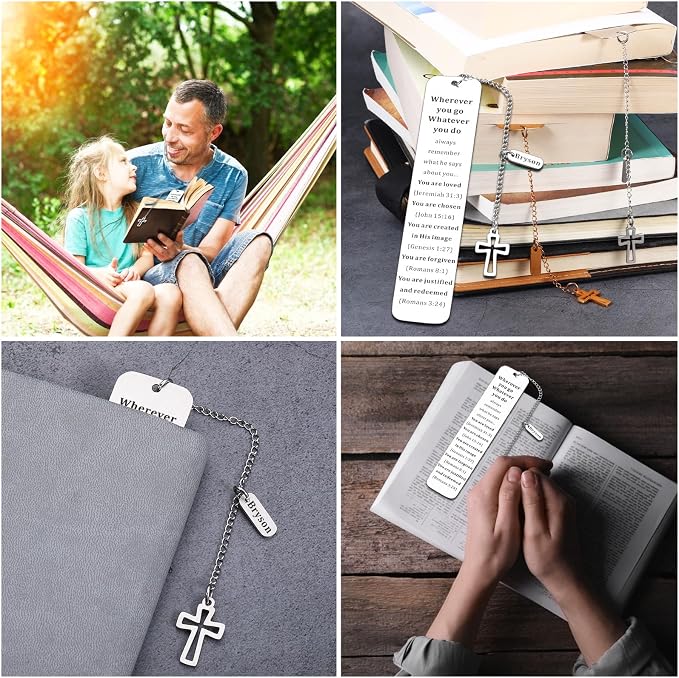 Personalized Bible Bookmarks - Custom Name Inspirational Christian Bible Religious Bookmarks Gifts for Women Men Book Lovers (Style-4)