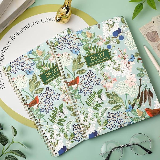Teacher Planner 2026-2027 - Teacher Lesson Planner 2026-2027, 8.3" x 11", Jul.2026 - Jun.2027, Academic Planner, Weekly & Monthly Lesson Plan Book for Teachers with Back pocket, Colorful Tabs - Floral