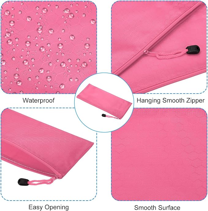 PATIKIL Waterproof Zipper File Bags, 3 Pack A6 Document Holders Pencil Pouch for Office, Pink