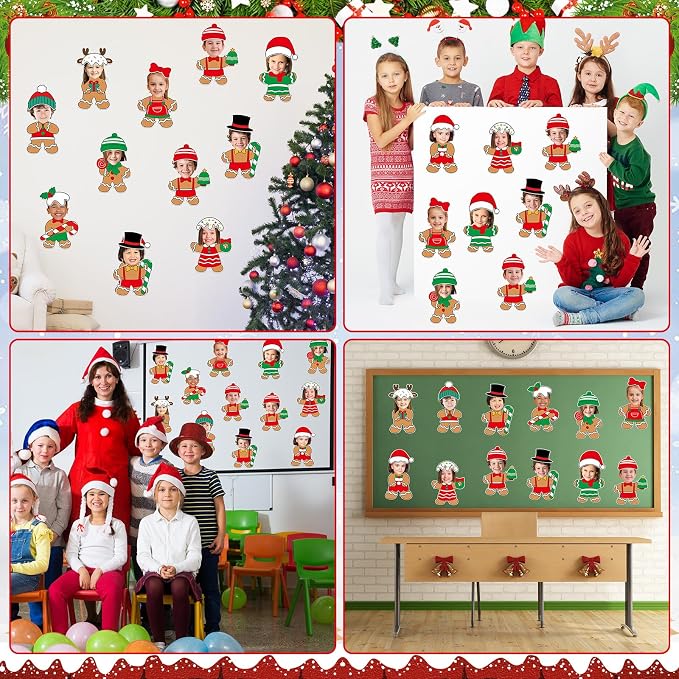 60pcs Christmas Theme Cutouts Gingerbread Man Bulletin Board Decoration Xmas Gingerbread Man Paper Cut-Outs Classroom Decor for Xmas Classroom DIY Craft Photo Wall Door Christmas Winter Party Supplies