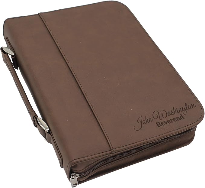My Personal Memories Personalized Bible Cover Holder Case with Carrying Handle for Men and Women (Brown)