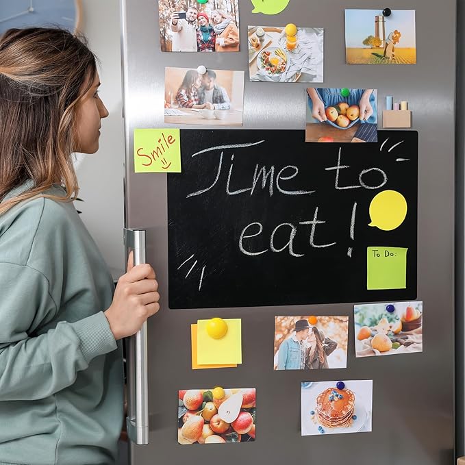 PATIKIL 41x20 Dry Erase Board Magnetic Sheet, 1 Sheet Thick Magnetic Dry Erase Blackboard, Refrigerator Black Board with Adhesive for Manage Plan Schedule Calendar DIY Menu List to Do