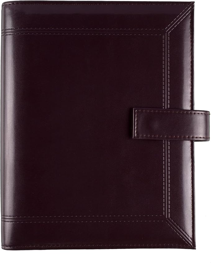Day-Timer Framed Slim Leather Starter Set, Undated, 7 Ring, Desk Size, 5.5 x 8.5 Inches, Black or Burgundy - Color May Vary (45090)