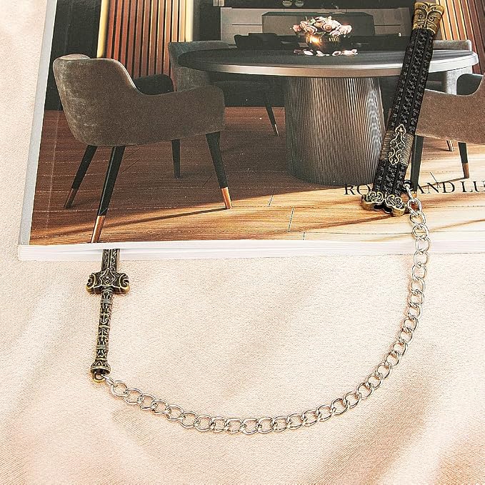 2PCS Vintage Metal Sword Bookmark with Scabbard and Link or Chain, Reading Men, Gift for Teacher, Student, School,Book, Library, Bookstore Membershio,Graduation Present (Black-02)