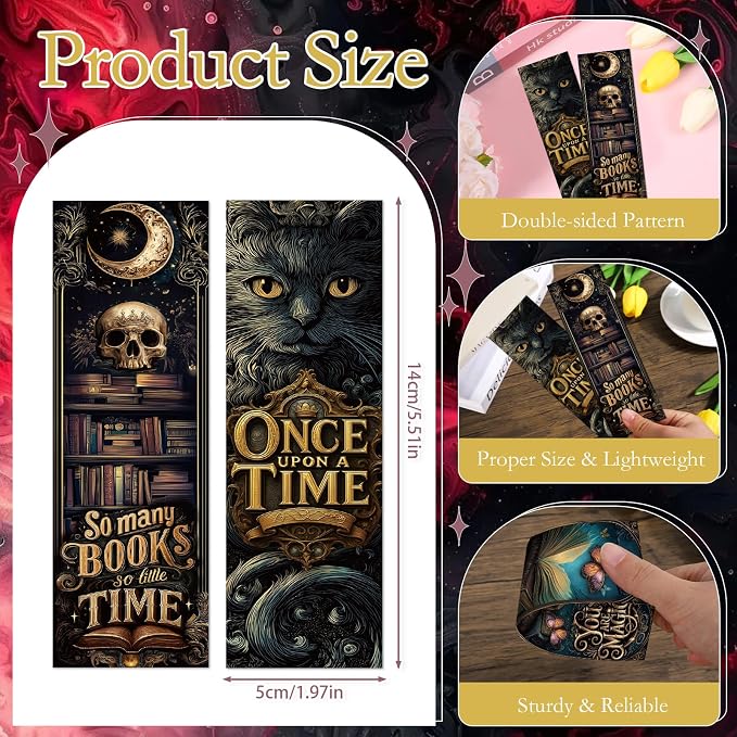 Dark Romance Bookmarks Gifts Set - Wxiben 120 Pcs Dark Fantasy Book Marks for Book Lovers Gothic Skull Bookmark Tarot Cards Book Markers for Women Men Students Teachers School Supplies