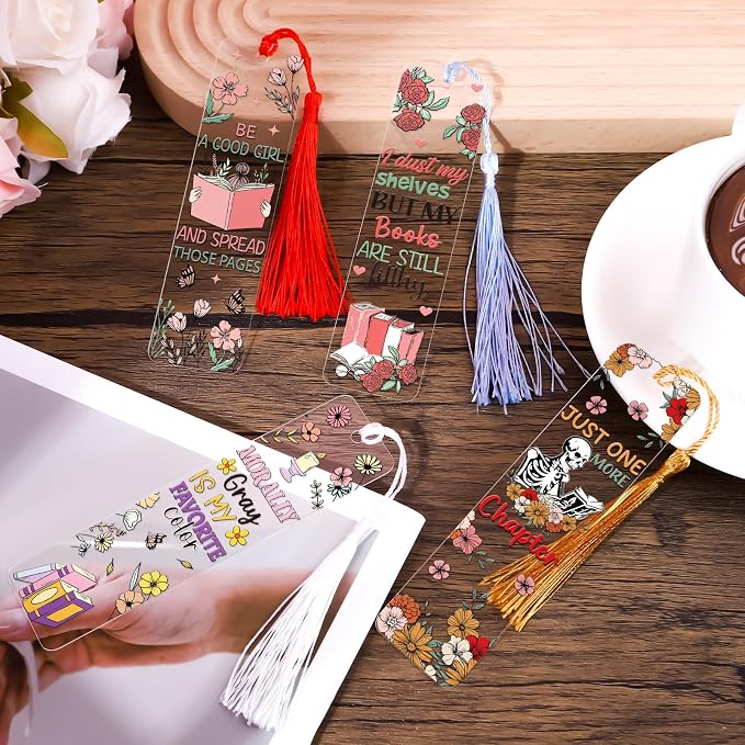 UV DTF Bookmark Wraps - 24 Sheets Smut UVDTF Decals for Acrylic Bookmark Blanks, Double-Sided Printing Rub on Transfer Stickers, Skeleton UV Stickers for Book Lover DIY Crafts