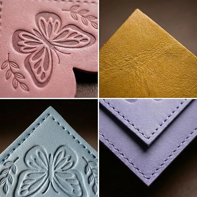 Leather Heart Bookmarks for Reading Women - 6 Pcs Butterfly Embossed Corner Page Bookmarks, Cute Book Marks Gift for Book Lovers Teachers Students Kids, Butterfly Gifts for Women Readers Accessories