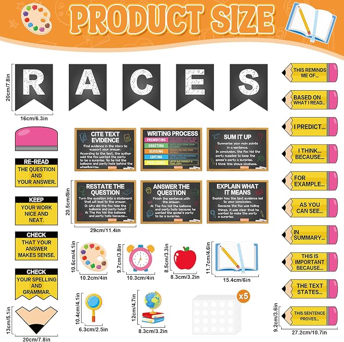 Races Writing Strategy Bulletin Board Decorations Writing Process Poster for Classroom Pencil Races Sentence Strips Cutouts for ELA Classroom Teaching Supplies