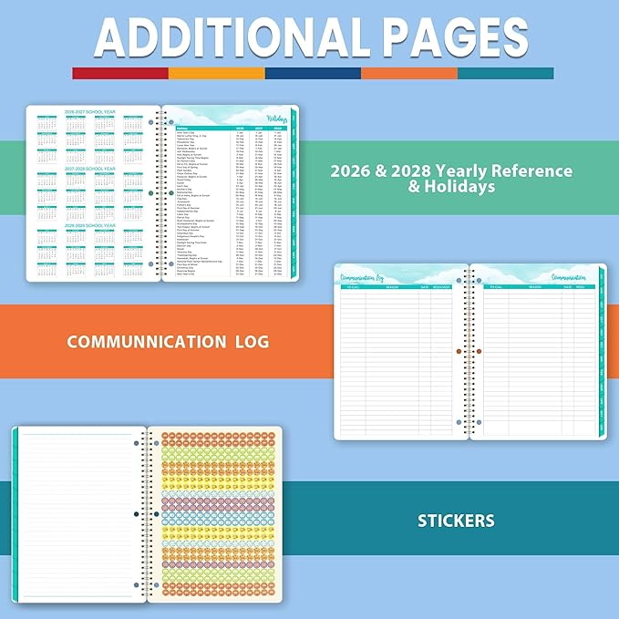 Student Planner 2026-2027 - Academic Planner 2026-2027, July 2026 - June 2027, 11" × 9", Weekly Lesson Planners, Monthly & Weekly School Planners for Middle/High School, Stickers, Week's Goals, Tabs