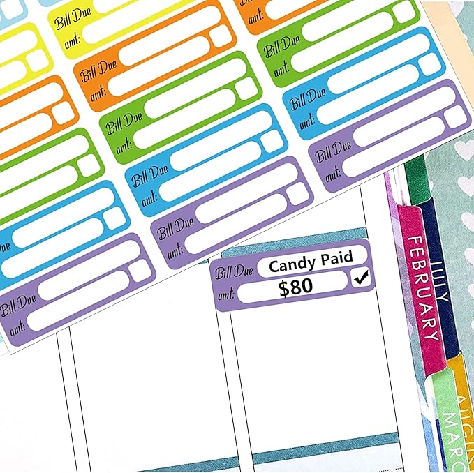 Bill Due Pay Planner Sticker 210PCS Day Calendar Reminder Labels 0.5''x1.5'' Due Bill Organizer Labels Bills Dues Tracking Label Pay Planners Reminder for Planners Scrapbooking&Journals Budgeting