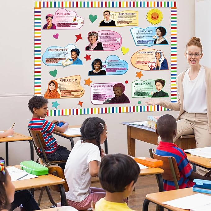 Women in History Bulletin Board Classroom Decorations Women’s History Month Bulletin Board Inspirational Influential Women Cutouts for Teacher School Office Craft Home Wall Door Chalkboard Decor