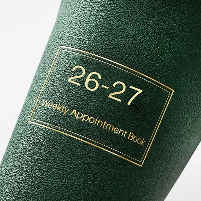 Appointment Book 2026-2027 - Daily Hourly Planner 2026-2027, JUL 2026 - JUN 2027, 9"x 11", 26-27 Planner Weekly and Monthly, Appointment Planner 26, 15-Minute Interval, Flexible Cover - Dark green