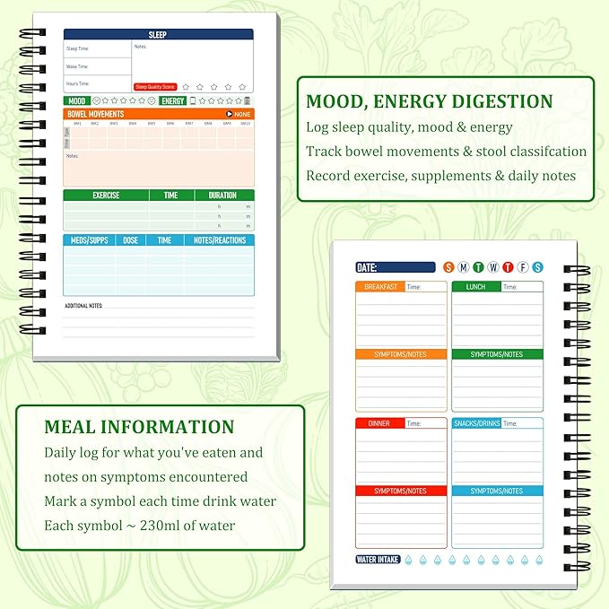 75-Day Food Diary & Symptom Tracker Journal for Gut Health – IBS, FODMAP, Allergy & Wellness Log Book | B5 Size Portable Digestive Health Planner with 100gsm No-Bleed Paper, 300gsm PVC-Protected Hardcover