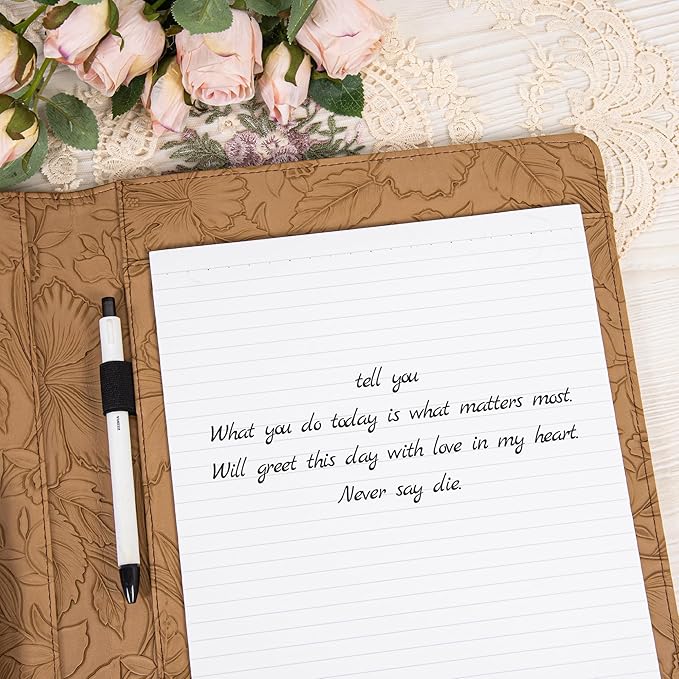 Free Engraved Name,Embossed Padfolio Portfolio PU Leather Binder,Interview Resume Folder,Business Card Holder, Organizer with A4 Legal Pads for Men Women(Light Brown,Custom)