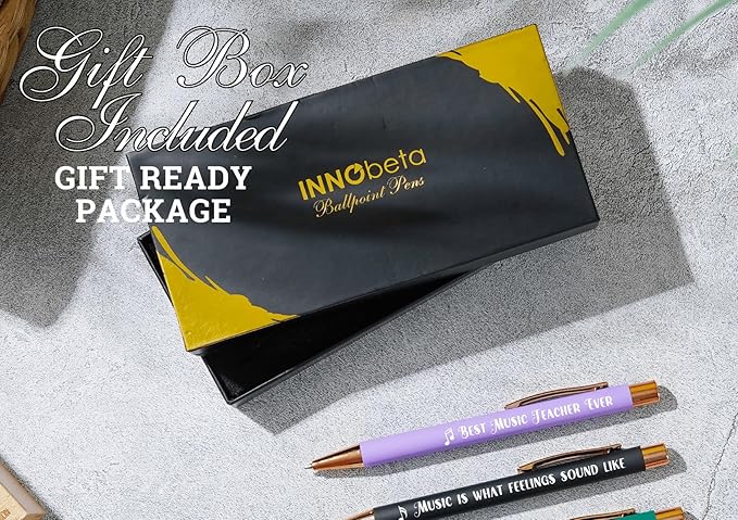 InnoBeta Music Teacher Gifts for Women, Ballpoint Pen Set of 4, Funny Gifts in Teacher Appreciation Day, Birthday, Christmas - Best