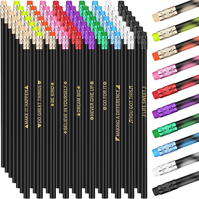 Eersida 80pcs Color Changing Mood Pencils Fun Pencils Bulk for Kids Students Motivational Pencil 2B Assorted Thermochromic Pencil with Eraser (Positive)
