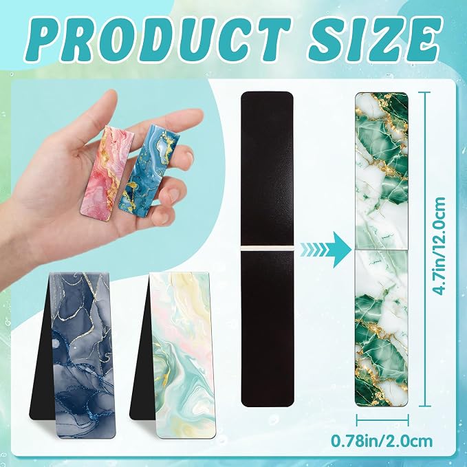 96Pack Magnetic Bookmarks Bulk Book Marks for Reading Women Men Adults Book Lovers Gifts, Cute Bookmarks Magnet Bookmark Clips Magnetic Page Markers Pretty Funny BookMarker（Marble Watercolor
