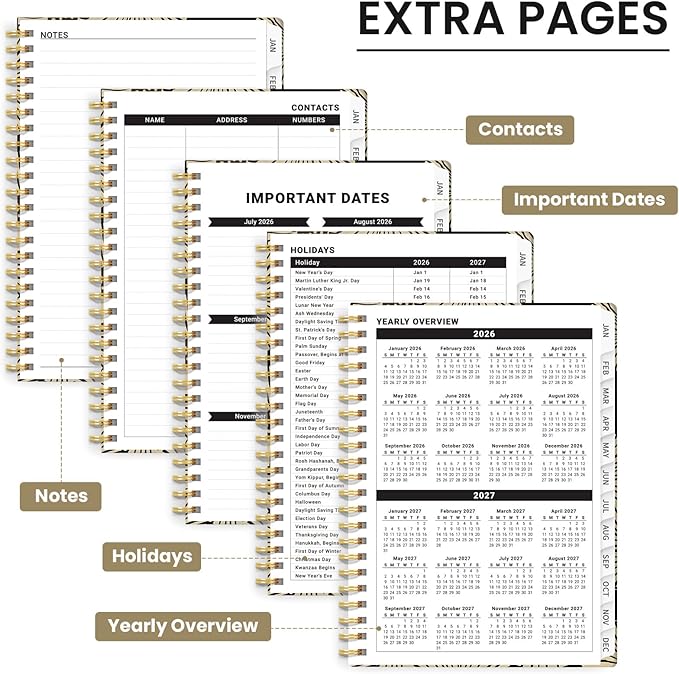 2026 Planner, Weekly and Monthly Planner for Women, January 2026 - December 2026, Hardcover 2026 Calendar Planner Book with Tabs, Inner Pocket, Spiral Bound, Perfect for Office Home School Supplies - A5 (6.3" x 8.5"), Petal Art