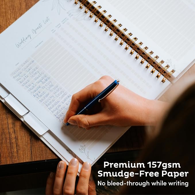 Timeless Premium Linen Wedding Planner Book and Organizer – Wedding Planning Book, Comprehensive Keepsake & Countdown Binder, Perfect Engagement Gift for Women, Customizable Front Photo Window (Forest)